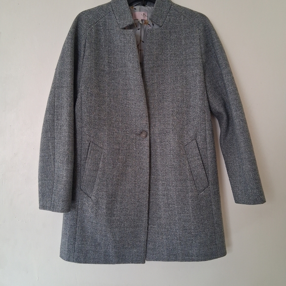 Joules Coat Jacket US 6 Gray Woolsthorpe Women Wool Mid Length One Button A7 - Picture 1 of 12